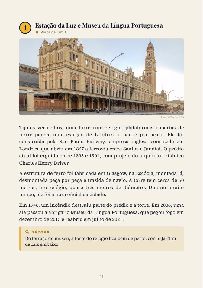 Página de uma parada